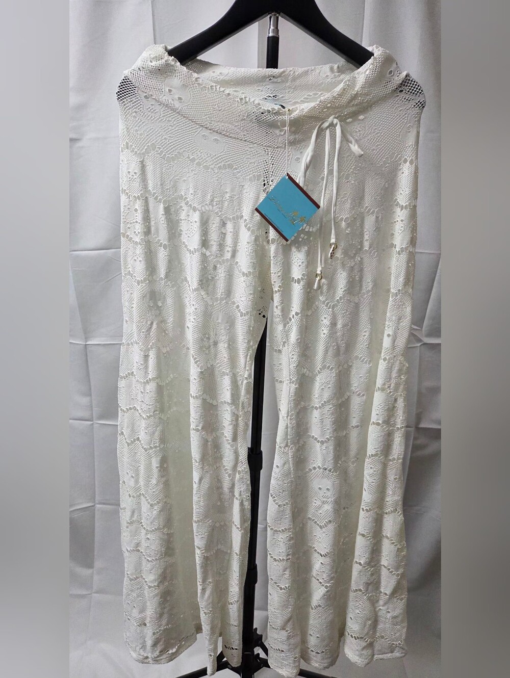 NWT Letarte Skull Lace Wide Leg Cover Up Pants Size Medium White $218